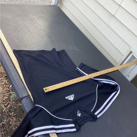 ADIDAS Black Textured Polyester SOCCER Jersey SHIRT Black White Piping boys  M - Picture 4 of 4